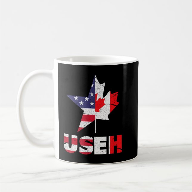 US EH Funny Canada American Flag Coffee Mug (Left)