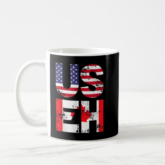 US EH Funny Canada American Flag Coffee Mug (Left)