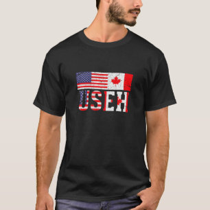 US EH Funny Canada American Flag Funny For Men Wom T-Shirt