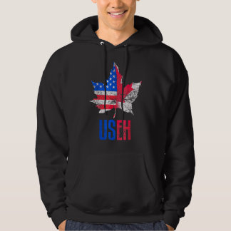 Us Eh Leaf Canadian American Flag  Canada Usa Patr Hoodie
