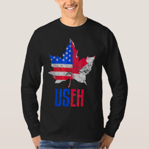 Us Eh Leaf Canadian American Flag Canada Usa Patr T-Shirt