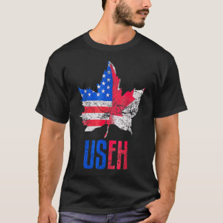 Us Eh Leaf Canadian American Flag  Canada Usa Patr T-Shirt