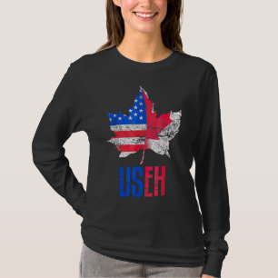 Us Eh Leaf Canadian American Flag Canada Usa Patr T-Shirt