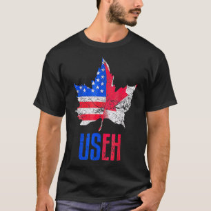 Us Eh Leaf Canadian American Flag Canada Usa Patr T-Shirt