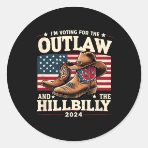Us Election Day Outlaw Hillbilly 2024 Cowboy Shoes Classic Round Sticker