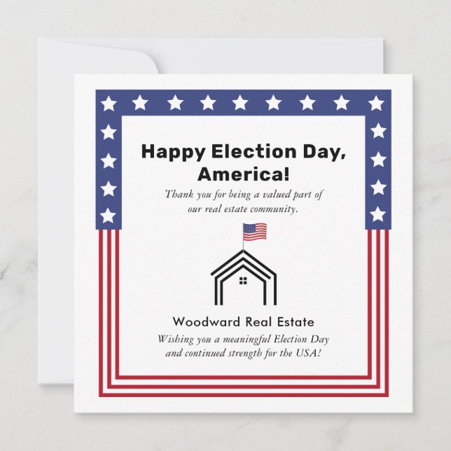 US Election Day | Real Estate Thank You Clients  Card (Front)