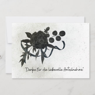 US | Elegant Condolence Thank You Card - Black Ros