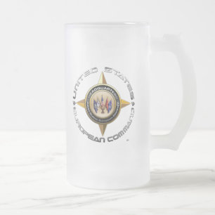 US European Command Frosted Glass Beer Mug