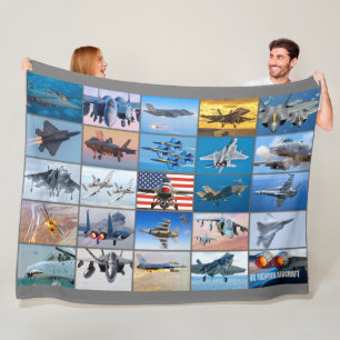 US FIGHTER AIRCRAFT “MONTAGE” FLEECE BLANKET