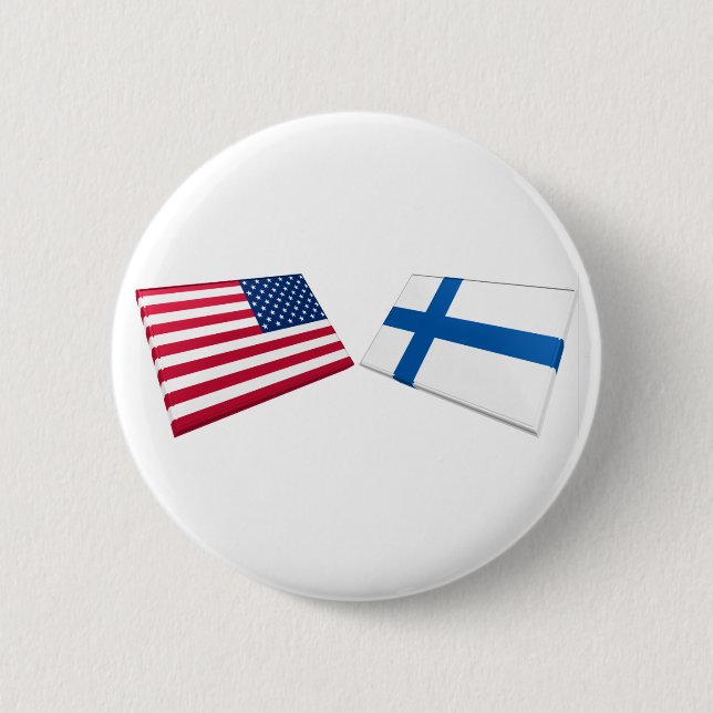 US & Finland Flags 6 Cm Round Badge (Front)