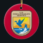 US Fish and Wildlife Service Christmas Ornament<br><div class="desc">US Fish and Wildlife Service Christmas Ornament. This ornament is decorated on one side with the United States Fish and Wildlife Service patch, and on the other with Santa Claus. "The United States Fish and Wildlife Service (FWS) is a federal government agency within the United States Department of the Interior...</div>