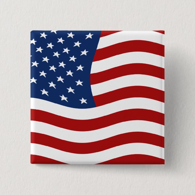 US Flag 15 Cm Square Badge (Front)