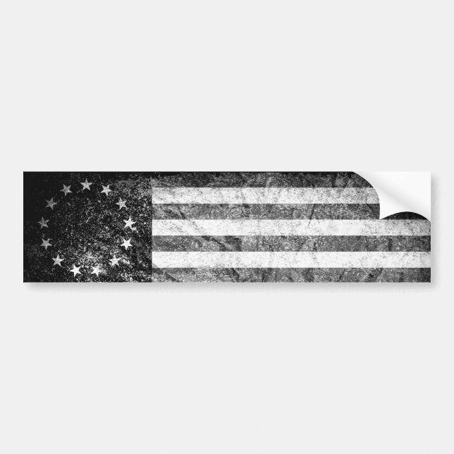 US Flag 1776, Black and White Bumper Sticker (Front)