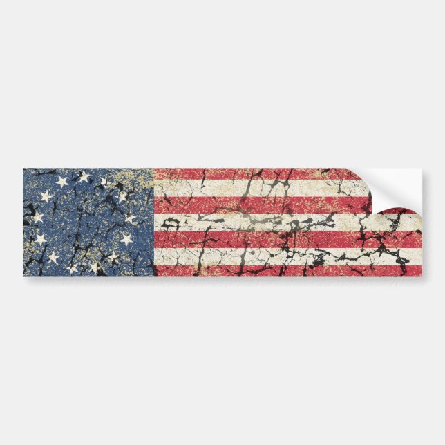 US Flag 1776, Distressed Bumper Sticker (Front)