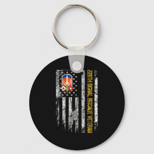 Us Flag 228th Signal Brigade Military Vintage Vete Key Ring