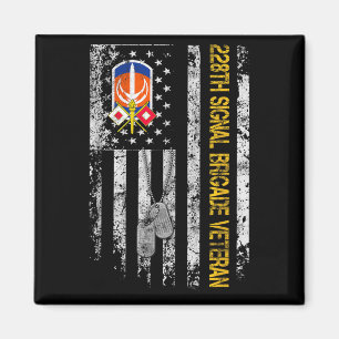Us Flag 228th Signal Brigade Military Vintage Vete Magnet