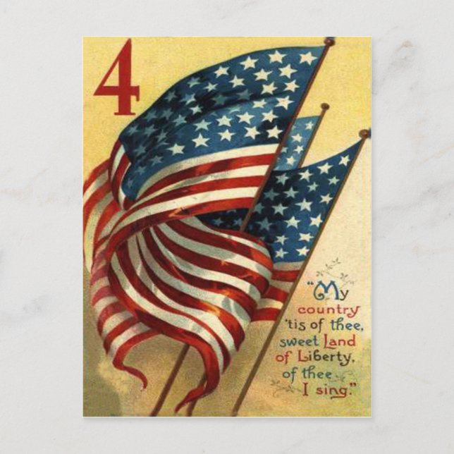 US Flag 4th of July Postcard (Front)