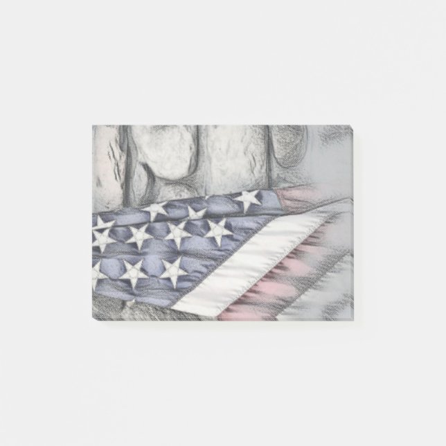 US Flag against the stone wall Post-it Notes (Front)