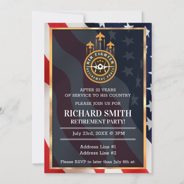 US FLAG / Air Force Retirement Invitations (Front)