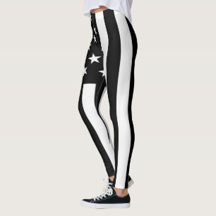 US Flag American Black White Leggings