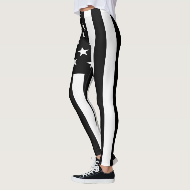 US Flag American Black White Leggings (Left)