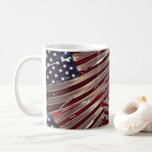 US Flag American Blue Gold Red Strokes Stars Coffee Mug