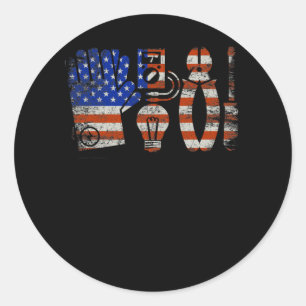 US Flag American Electrician Classic Round Sticker