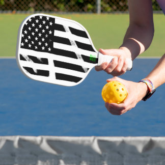 US Flag American Flag Grunge Retro Black White   Pickleball Paddle