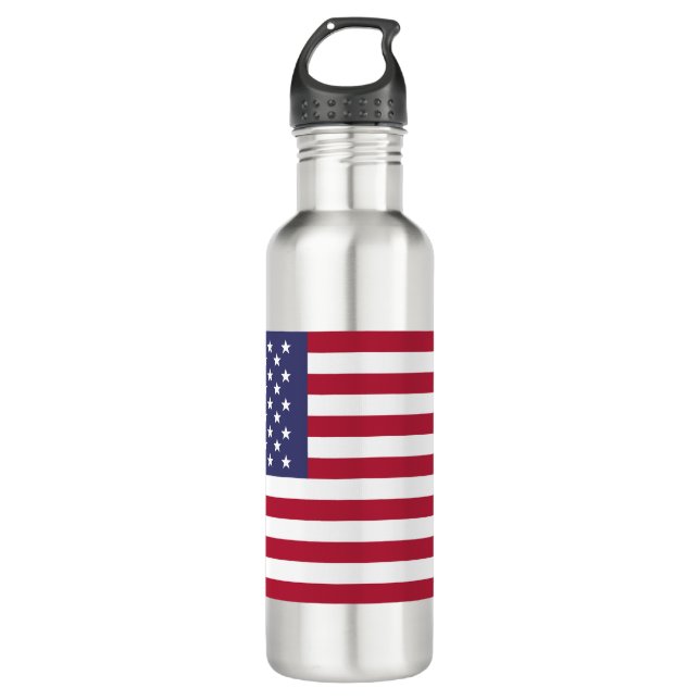 US Flag American Flag Red White Blue Stripes Stars 710 Ml Water Bottle (Front)
