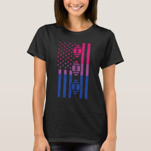 Us Flag American Football Bisexual Bi Pride Lgbtq T-Shirt