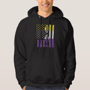 Us Flag American Football Nonbinary Enby Nb Pride Hoodie