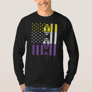 Us Flag American Football Nonbinary Enby Nb Pride T-Shirt