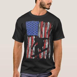 US Flag American Snowboard Snowboarding Fan Rider  T-Shirt