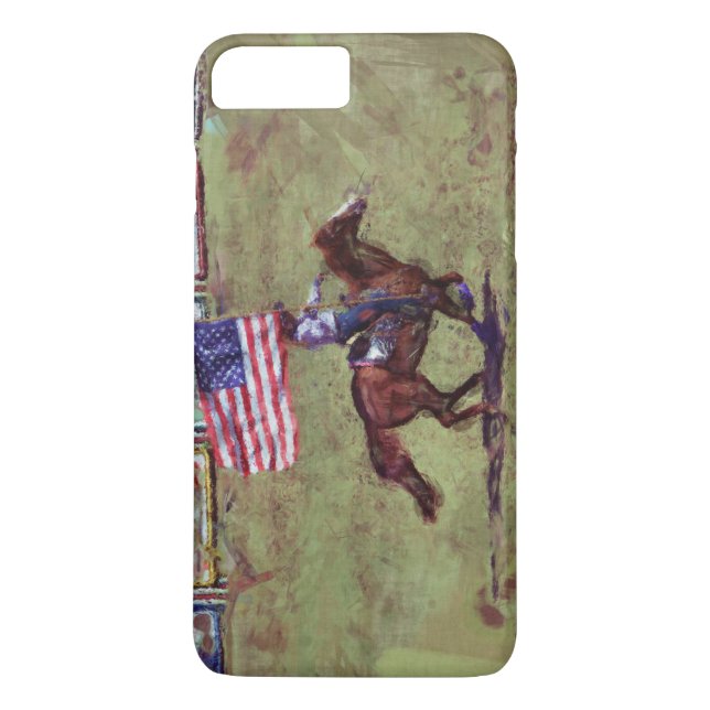 US Flag and Horse Cowgirl American Rodeo Art Case-Mate iPhone Case (Back)