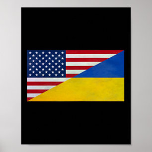Us Flag And Ukrainian Flag - Partnership And Allia Poster