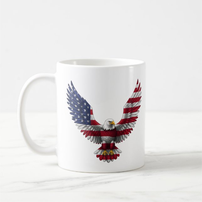 US Flag Bald Eagle 4th of July Coffee Mug (Left)