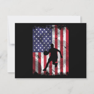 US Flag Basketball Vintage Patriotic Baller Holiday Card