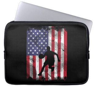 US Flag Basketball Vintage Patriotic Baller Laptop Sleeve