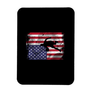 US Flag Basketball Vintage Patriotic Baller Magnet