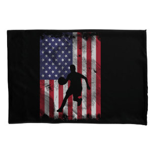 US Flag Basketball Vintage Patriotic Baller Pillowcase