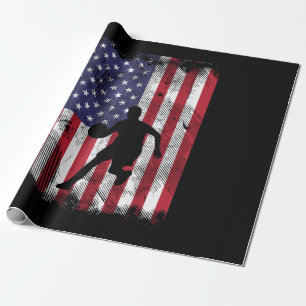 US Flag Basketball Vintage Patriotic Baller Wrapping Paper