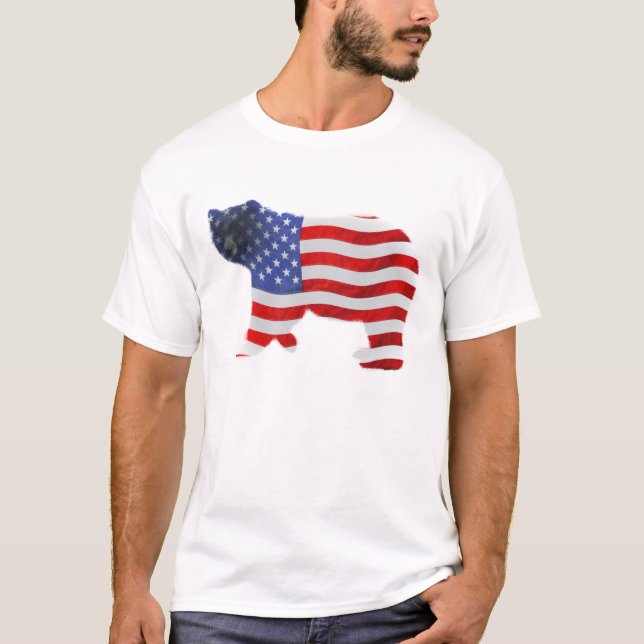 US FLAG & BEAR USA-style Patriotic Shirt (Front)