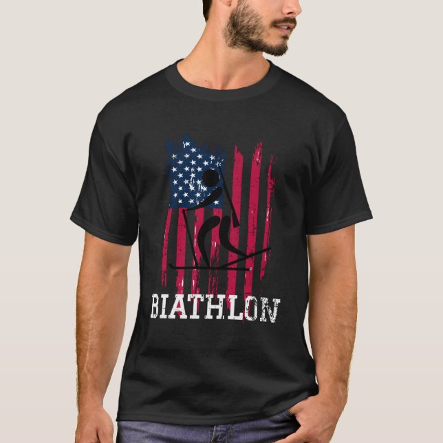 Us Flag Biathlon T-Shirt (Front)