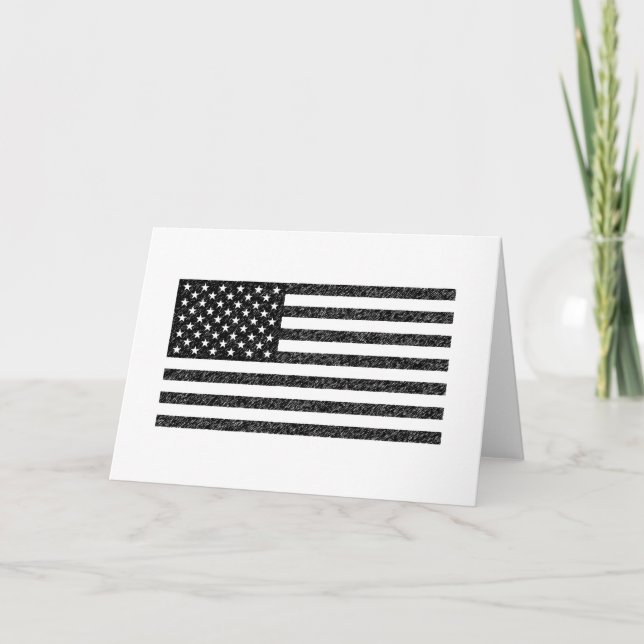 US Flag Black and White Vintage Retro Card (Front)