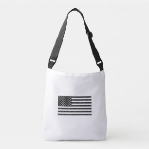 US Flag Black and White Vintage Retro Crossbody Bag