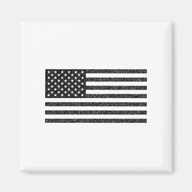 US Flag Black and White Vintage Retro Magnet (Front)
