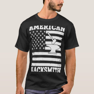 US Flag Blacksmithing Anvil & Hammer American Blac T-Shirt