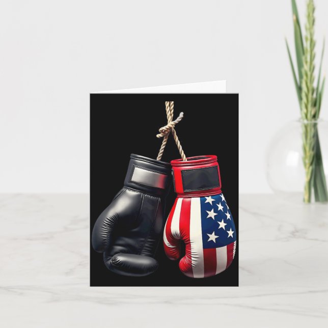 US Flag Boxing Gloves Boxer Card (Front)