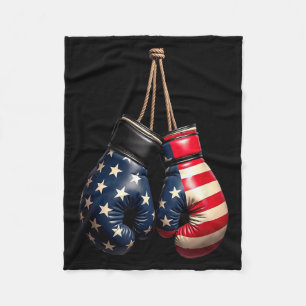 US Flag Boxing Gloves Boxer Fleece Blanket