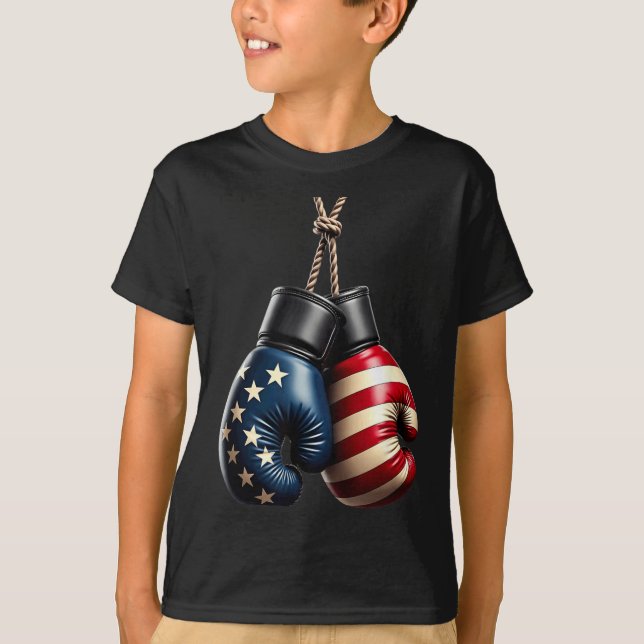 US Flag Boxing Gloves Boxer T-Shirt (Front)